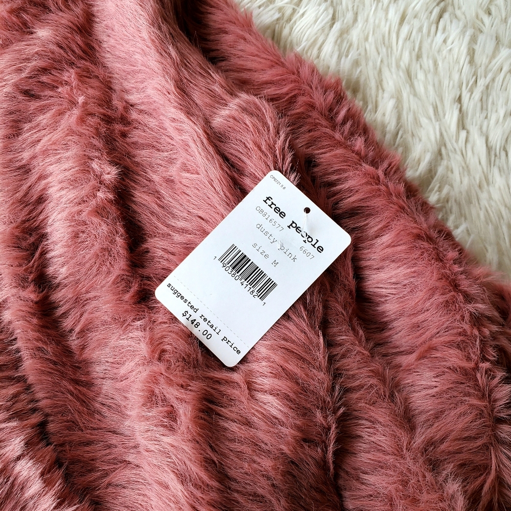 Free People Dusty Rose Faux Fur Cardigan - Picture 6 of 8